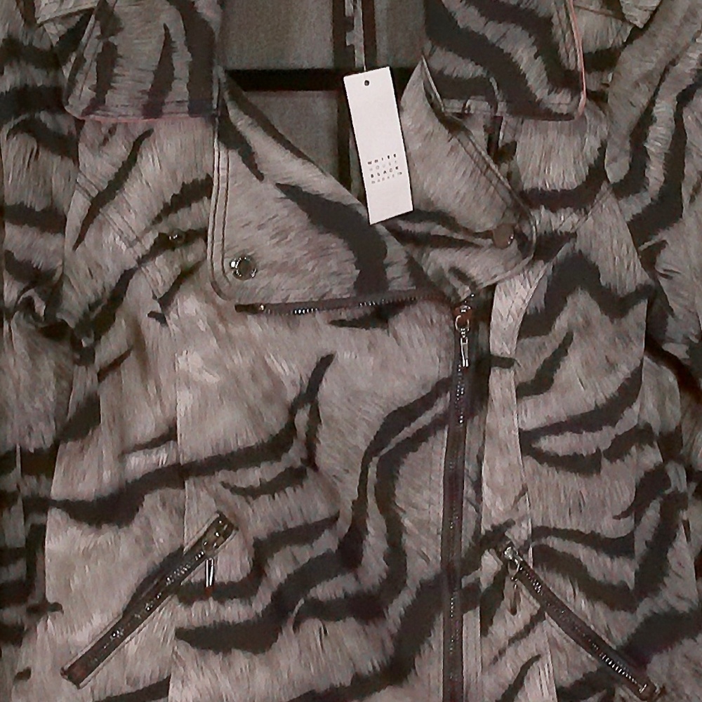 NWT White House Black Market Tiger Contrast Jacket, Zips Snaps & Belted SZ8 - Picture 12 of 16